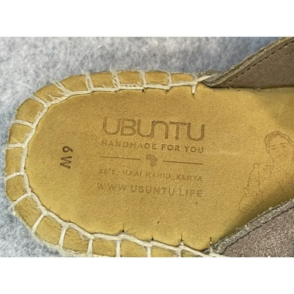 UBUNTU Life Lamu Sand Beige Suede Leather Espadrille Mules Flats 6W Never Worn